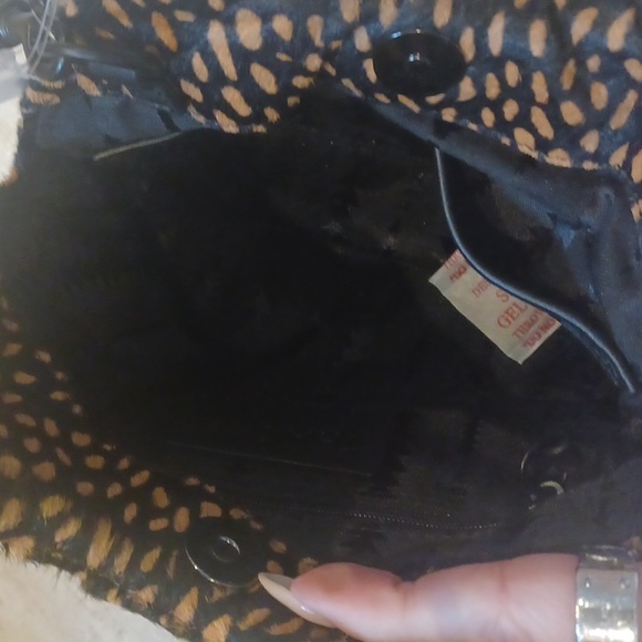 NWT THACKER New York Caramel Spotted Dyed Cow Fur Versatile Kara Crossbody Bag - Picture 9 of 13